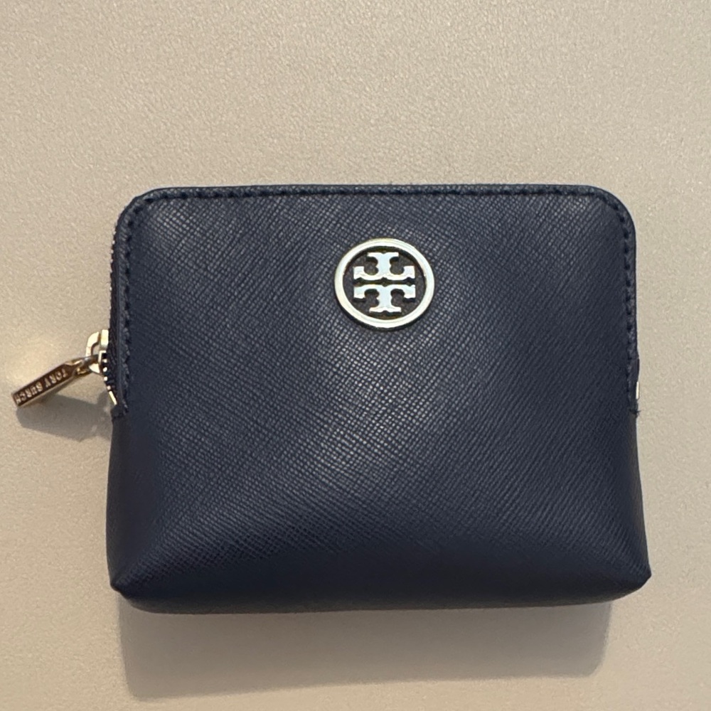Tory Burch Dark Blue Leather Pouch/coin purse/small wallet